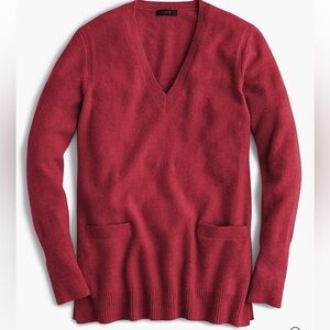 J. Crew Deep Red V-Neck Sweater